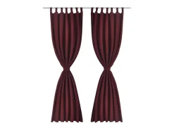 2 cortinas micro-satinadas con trabillas color burdeos, 140 x 245 cm ES710034