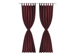 2 cortinas micro-satinadas con trabillas color burdeos, 140 x 175 cm ES745085