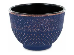 4 vasos de hierro fundido azul y bronce 0,15 L