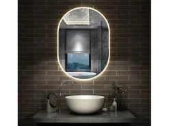 AICA espejo 45 x 75 cm ,olvado,luz led con 3 colores,con función antivaho,brillo ajustable,función de memoria agapada
