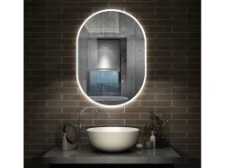 AICA espejo 45 x 75 cm ,olvado,luz led con 3 colores,con función antivaho,brillo ajustable,función de memoria agapada