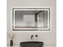 AICA Espejo 90 x 65 cm ,rectangular ,luz led,antivaho y brillo regulable,función de memoria agapada
