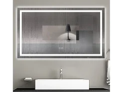 AICA espejo 160 x 80 cm,rectangular,con función antivaho,Bluetooth，espejo con luz de 3 colores,brillo ajustable,función de memoria agapada