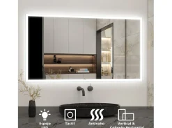 AICA espejo 1200 x 700 m ,rectangular ,luz led,antivaho y brillo regulable,función de memoria agapada