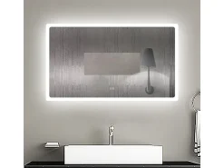 AICA espejo 1200 x 700 mm,con función antivaho,Bluetooth，espejo con luz de 3 colores,brillo ajustable,función de memoria agapada