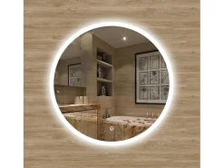 AICA Espejo de baño con iluminación LED Espejo redondo,80 cm, antivaho, brillo ajustable, memoria de apagado