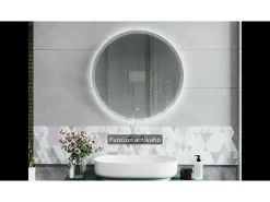 AICA Espejo de baño con iluminación LED Espejo redondo,120 cm, antivaho, brillo ajustable, memoria de apagado