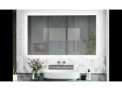 AICA Espejo de baño con luz LED,80 x 60 cm,luz tres colores+ antivaho+ brillo ajustable+ función de memoria agapada