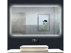 AICA Espejo de baño con luz LED,100 x 60 cm,luz led+ antivaho+ brillo ajustable+ función de memoria agapada
