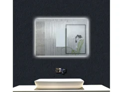AICA Espejo de baño con luz LED,70 x 50 cm,luz led+ antivaho+ brillo ajustable+ función de memoria agapada