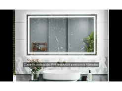 AICA Espejo de baño con luz LED,70 x 50 cm,luz led+ antivaho+ brillo ajustable+ función de memoria agapada