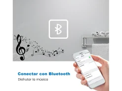 Aica Espejo de baño LED 120×70 cm,Reloj,Lupa,Bluetooth
