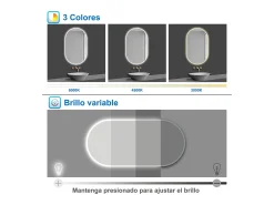 Aica Espejo de baño LED 500 x 900 mm, ovalado, antivaho, luminosidad regulable