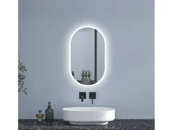 Aica Espejo de baño LED 450 x 750 mm, ovalado, antivaho, luminosidad regulable