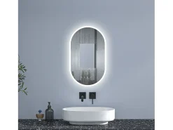 Aica Espejo de baño LED 450 x 900 mm, ovalado, antivaho, luminosidad regulable