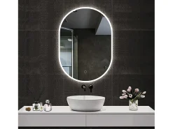 Aica Espejo de baño LED 50 x 90 cm, ovalado, antivaho, luminosidad regulable