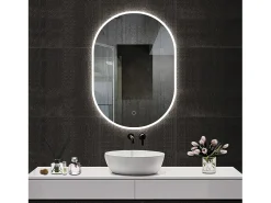 Aica Espejo de baño LED 45 x 90 cm, ovalado, antivaho, luminosidad regulable