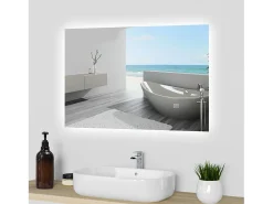 Aica Espejo de baño LED 70 x 50 cm, antivaho, brillo regulable, función memoria