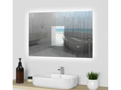 Aica Espejo de baño LED 70 x 50 cm, antivaho, brillo regulable, función memoria