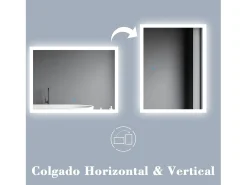 Aica Espejo de baño LED 120×70cm,antivaho,interruptor táctil