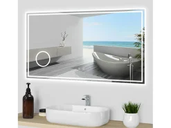 Aica Espejo de baño LED 160×80cm,Bluetooth,3×lupa