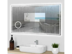 Aica Espejo de baño LED 160×80cm,Bluetooth,3×lupa