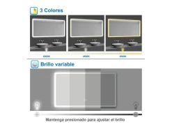 Aica Espejo de baño LED 80×60cm,Bluetooth ,antivaho