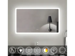 Aica Espejo de baño LED 120×70cm,Bluetooth,antivaho