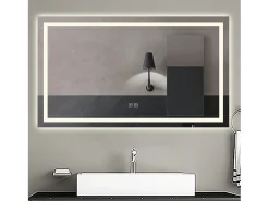 Aica Espejo de baño LED 160×80cm,Bluetooth,Regulación continua,Antivaho