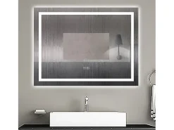 Aica Espejo de baño LED 80×60cm,Bluetooth,Regulación continua,Antivaho