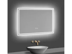Aica Espejo de baño LED 80×60cm,Bluetooth,Antivaho