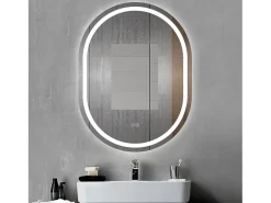 Aica Espejo de baño LED 50×70cm, Bluetooth, antivaho, brillo ajustable