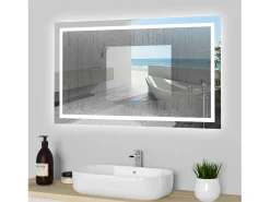 Aica Espejo de baño LED sin cobre 100×60cm,antivaho,interruptor táctil
