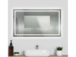 Aica Espejo de baño LED sin cobre 140×80cm,antivaho,interruptor táctil