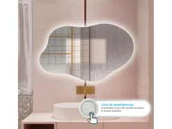 AICA ESPEJO ESPEJO de BAÑO 80 x 55 cm Luz de 3 Colores+ Antivaho+ Brillo Ajustable+ Memoria de Agapada