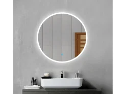 Aica Espejo redondo de baño LED 120cm,antivaho,interruptor táctil