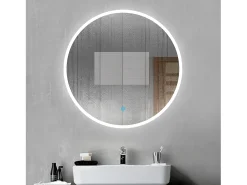 Aica Espejo redondo de baño LED 60cm,antivaho,interruptor táctil
