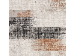 Alfombra abstracta - 200x290cm - naranja, crema, negro - Kuza Lines