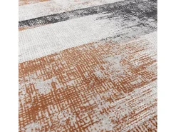 Alfombra abstracta - 200x290cm - naranja, crema, negro - Kuza Lines