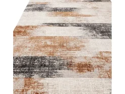 Alfombra abstracta - 120x170cm - naranja, crema, negro - Kuza Lines