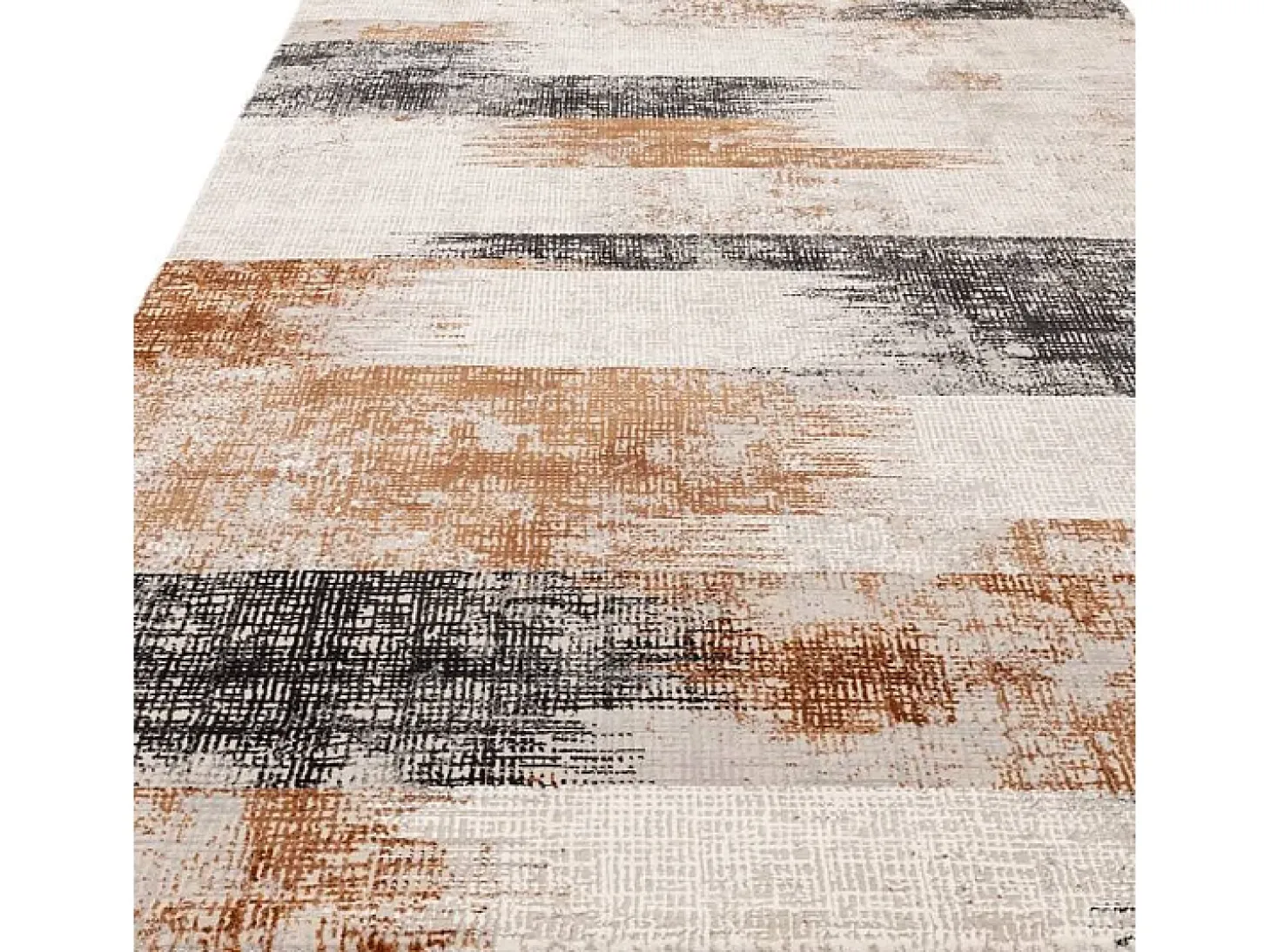 Alfombra abstracta - 160x230cm - naranja, crema, negro - Kuza Lines