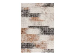 Alfombra abstracta - 160x230cm - naranja, crema, negro - Kuza Lines