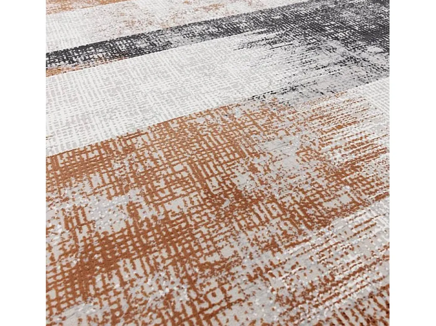Alfombra abstracta - 160x230cm - naranja, crema, negro - Kuza Lines