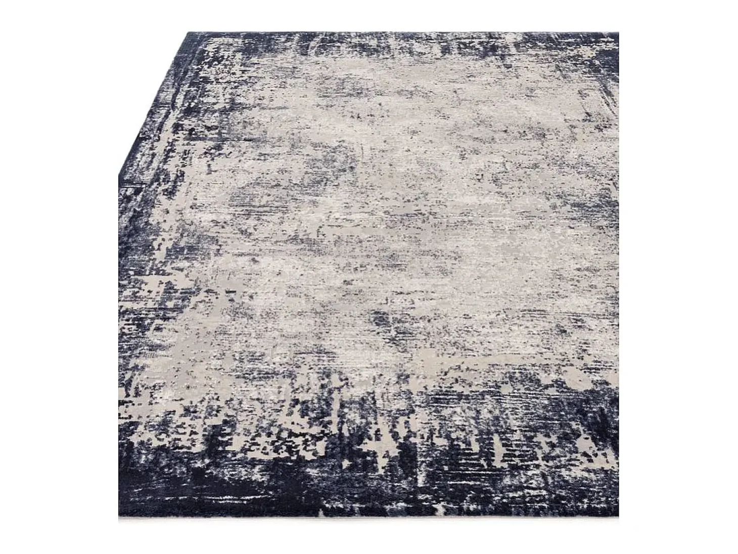 Alfombra abstracta - 160x230cm - azul marino, crema - Kuza Border