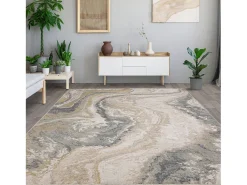 Alfombra abstracta - 200x300cm - gris, crema, oro - Seville Oro