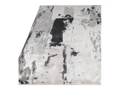 Alfombra abstracta - 120x170cm - plata, crema, blanco, gris - Aurora Glacier