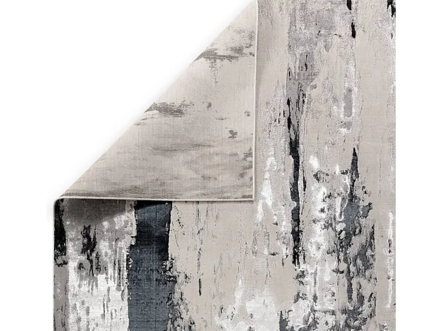 Alfombra abstracta - 120x170cm - plata, crema, blanco, gris - Aurora Glacier