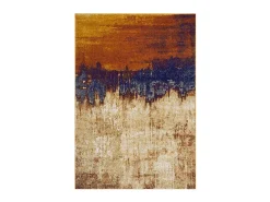 Alfombra abstracta - 120x170cm - naranja, azul, beige - Nova Distress