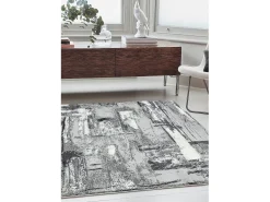 Alfombra abstracta - 120x170cm - gris, blanco, plata, negro - Orion Decor