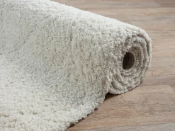 Alfombra Bahar Shaggy patrón rombos, crema, 80 x 150 cm